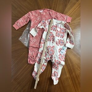 Carters Floral Kids One Piece Set - Pink and Cream